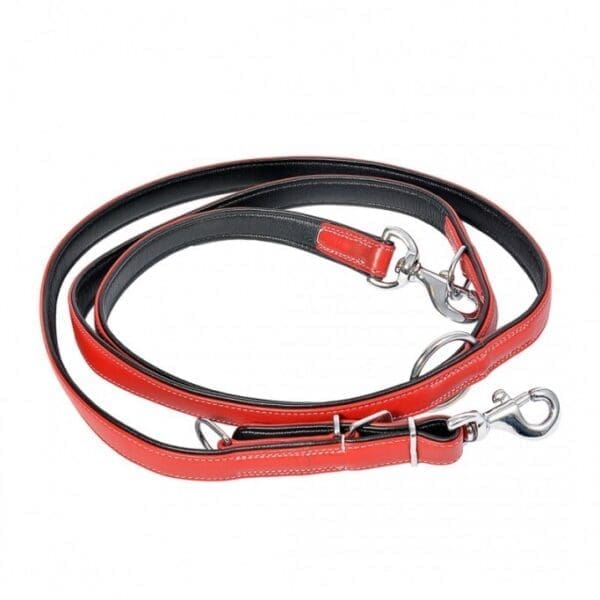 Duvo Comfy Leather Duo Leash Red 100 - 200cm/22mm